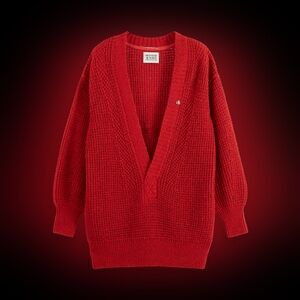 Scotch and Soda Red Sweater V-neck